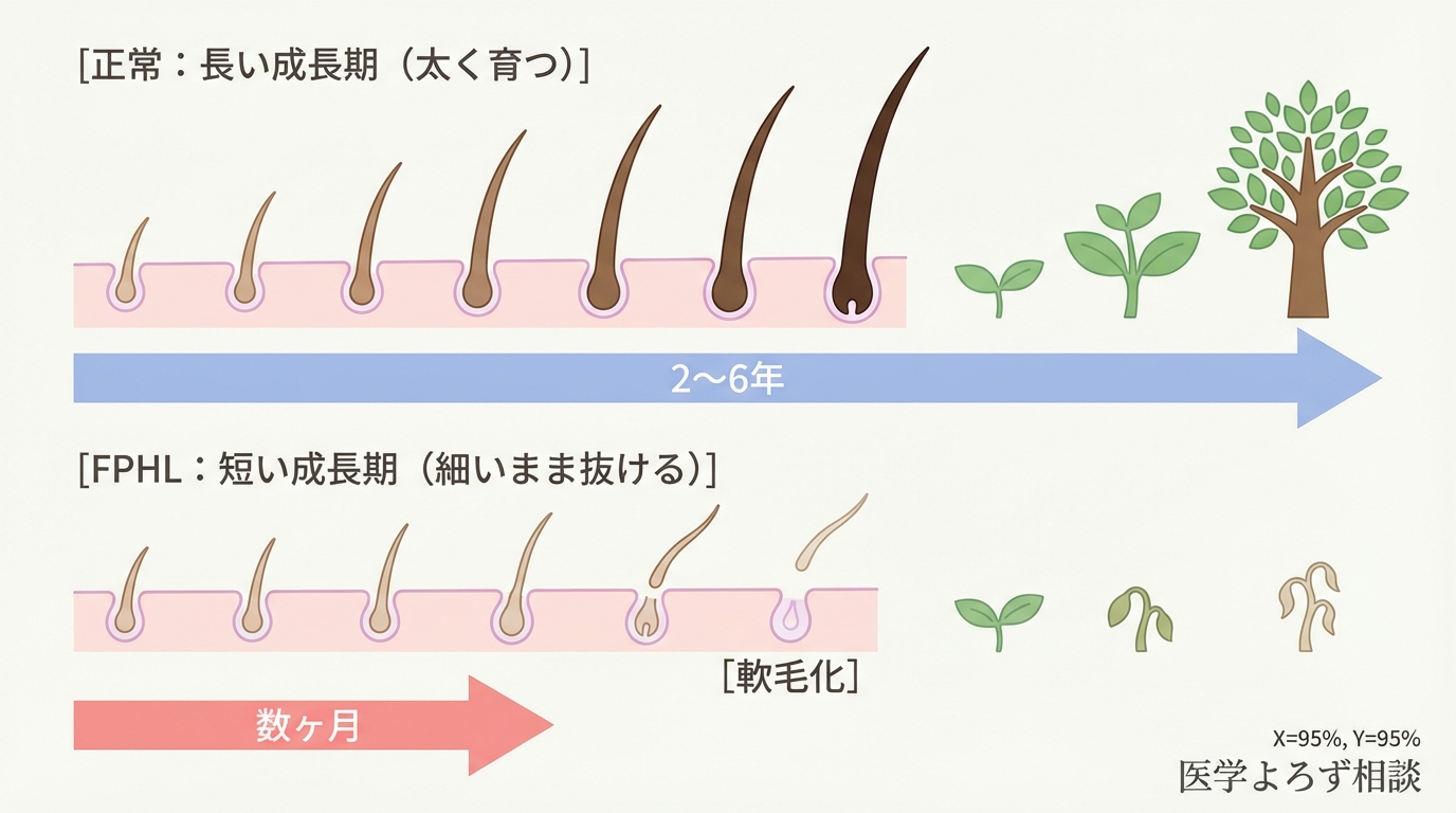 毛髪の成長期短縮メカニズム